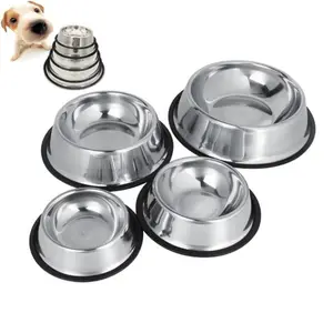 Hund Metall Hunde Feeder Splitter Schalen Gummi rutsch feste Edelstahl Pet Bowl