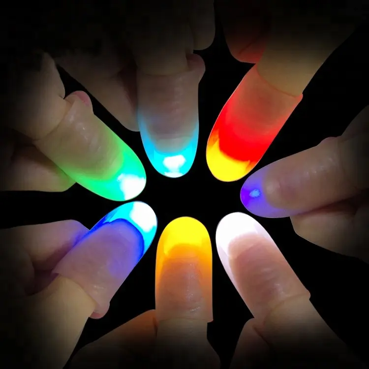 Trik Sulap Alat Peraga Lucu Novelty Gag LED Light Berkedip Jari Anak-anak Luar Biasa Fantastis Glow Mainan