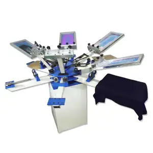Stoff Siebdruck maschine T-Shirt Druckmaschine, T-Shirt Drucker mit 6 Kopf 6 Stationen manuelle HS-1126