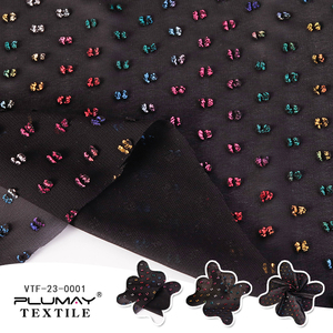 100% Polyester Dệt Voan Vải Dots Flocked Foil Vải Cho Quần Áo Dệt May Tùy Chỉnh Thời Trang Vật Liệu - Product Image 4