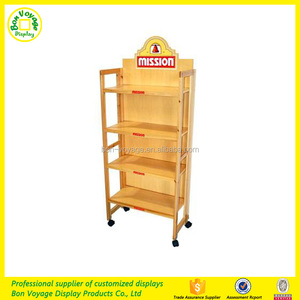 Fácil extraíble 4 estantes de madera soporte de exhibición de alimentos <span class=keywords><strong>destinados</strong></span> al comercio minorista - Product Image 1