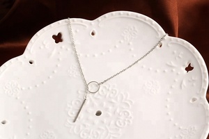 Collier avec pendentif de bar simple et américain, chaîne fine en plaqué or 18k, personnalisé, à la mode, - Product Image 2