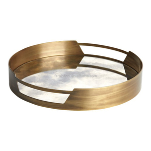 NGHỆ THUẬT sang trọng Deco Vòng khay kim loại với Brass kết thúc và gương bề mặt cho phong cách nhà hoặc nhà hàng hiển thị - Product Image 3