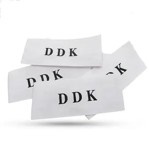 High quality Custom design neck tag washable white cotton woven Labels for sewing on women dress clothing and tshirt label tags
