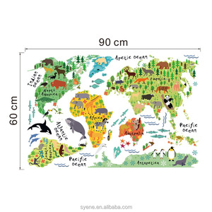 Autoadesivo della parete del fumetto mappa del <span class=keywords><strong>mondo</strong></span> colorato autoadesivi della parete della decalcomania smontabile di animazione del fumetto autoadesivi della parete per la camera dei bambini della decorazione della casa - Product Image 5