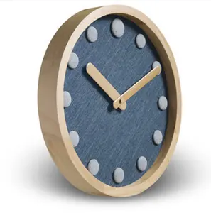 Horloge murale décorative de style Unique, 10 pièces, en bois, avec boutons en tissu