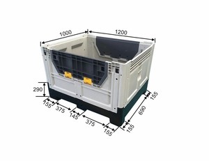 הצרת אחסון גדולה קריסה מפח פלסטיק 1200x1000x810 מ "מ 1t עומס דינמי 4t עומס סטטי - Product Image 4