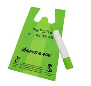 플라스틱 자유로운 PLA + PBAT Compostable T-셔츠 쇼핑 백 Eco 친절한 조끼 운반대 부대