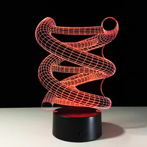 3D डीएनए मॉडल एलईडी रात को प्रकाश गर्म बिक्री एबीएस टच आधार 7 रंग बदलते सार मूड दीपक एलईडी टेबल भ्रम घर सजावटी के लिए