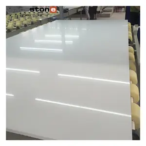 Groothandel Pure Kleur Super Wit Kunstmatige Italiaanse Graniet Aura Cuarzo Quartz Stenen Platen Voor Keuken Werkbladen