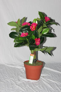 Mini artificiale hibiscus fiore pianta bonsai