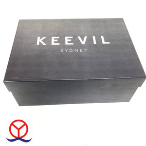 Boîte à chaussures en carton recyclable de couleur <span class=keywords><strong>noire</strong></span> personnalisée, base et couvercle, emballage en papier, boîte de marque Qiyuan - Product Image 2
