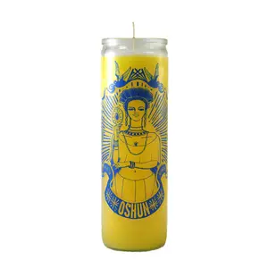Bougie spirituelle en verre à 7 jours, lignes de cire verticales en gros, Hoodoo - Product Image 1