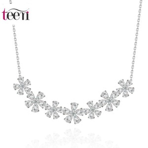 Teemi al por mayor de alta calidad 2015 MOQ bajo rodio de la manera claro plateado CZ Flor Gargantilla Collar para las mujeres - Product Image 1