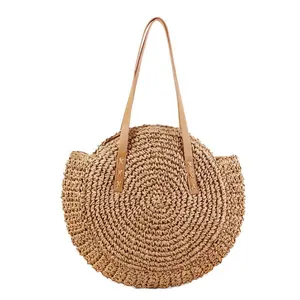 Женская пляжная соломенная сумка ручной работы, плетеные сумки из ротанга, оптовая продажа и изготовление на заказ
