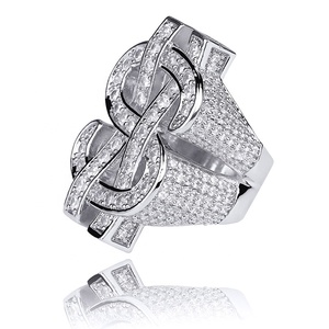 Vente <span class=keywords><strong>en</strong></span> gros de bagues de luxe tendance Hip Hop pour hommes, bagues <span class=keywords><strong>en</strong></span> laiton plaqué <span class=keywords><strong>or</strong></span> avec zircon cubique glacé, bague bling <span class=keywords><strong>en</strong></span> CZ, <span class=keywords><strong>dollar</strong></span> et argent - Product Image 5