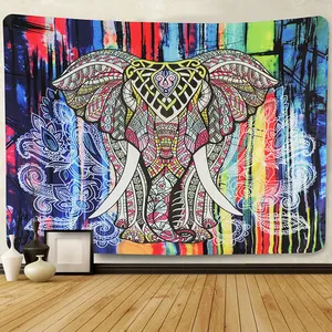 الفيل يتوهم قماش مزخرف جداري ، ماندالا نسيج نسيج بوهيمي للتعليق الهبي