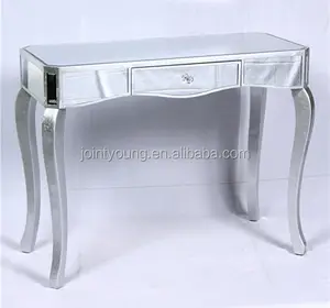 Grosir Meja Konsol Antik Cermin Kayu Warna Perak dengan Satu Laci