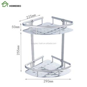 Hot Selling Modern Durable Space Aluminum 2-tier Shower <strong>Corner</strong> Basket Shelf <strong>Caddy</strong> for <strong>Bathroom</strong> and Kitchen - Product Image 3