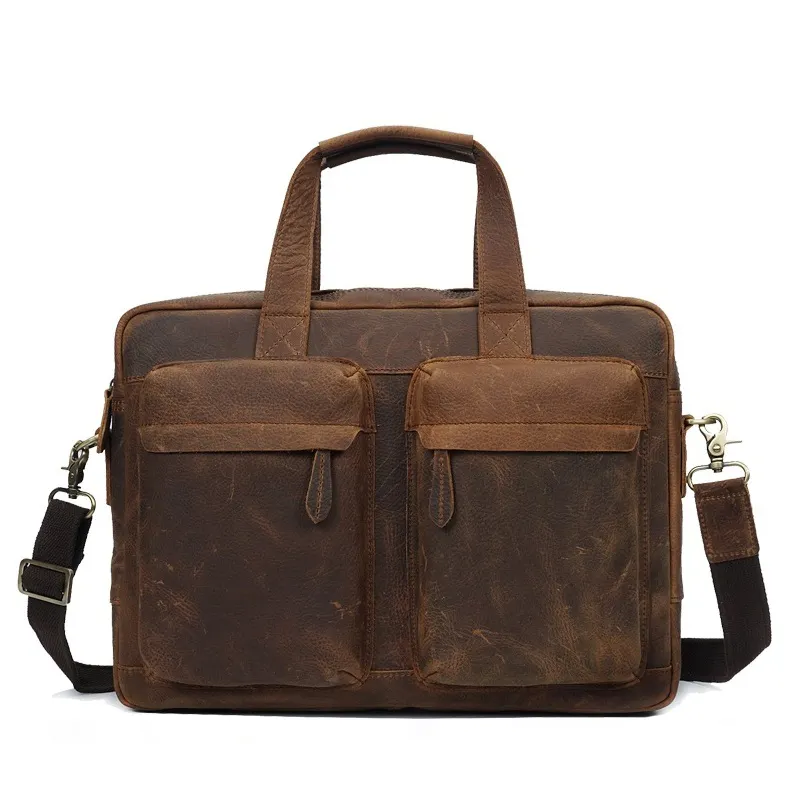 YD-8046 Full grain weekender vintage crazy horse leather briefcase man handbag , leather bag for men