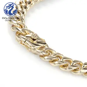 Bijoux en acier inoxydable pour hommes, collier de chaîne à mailles cubaines en or, 8 K, 10 K, Bangkok, 14 K