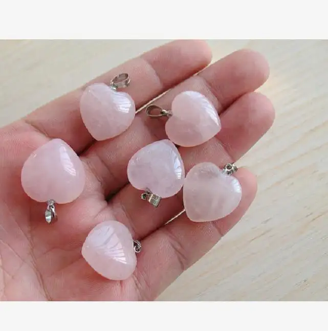 High quality fashion heart shape rose quartz pendant