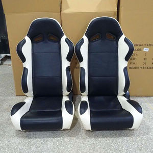 Черный центр/белый ПВХ кожаный Тип подержанное гоночное сиденье/универсальное двойное гоночное сиденье-ведро - Product Image 3