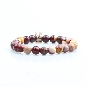 Venta caliente Super calidad hermosa negro rey Crown con mate negro ágata perlas pulsera joyería de moda - Product Image 6