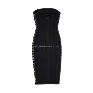 Son tasarımlar tüp üst siyah elbise kısa parti elbise sıcak seksi Express bandaj elbiseler bayanlar - Product Image 5
