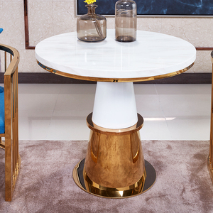 Custom Simple Modern Stainless Steel Frame Designer <strong>White</strong> Coffee <strong>Tables</strong> Furniture Round Marble <strong>End</strong> <strong>Table</strong> - Product Image 4