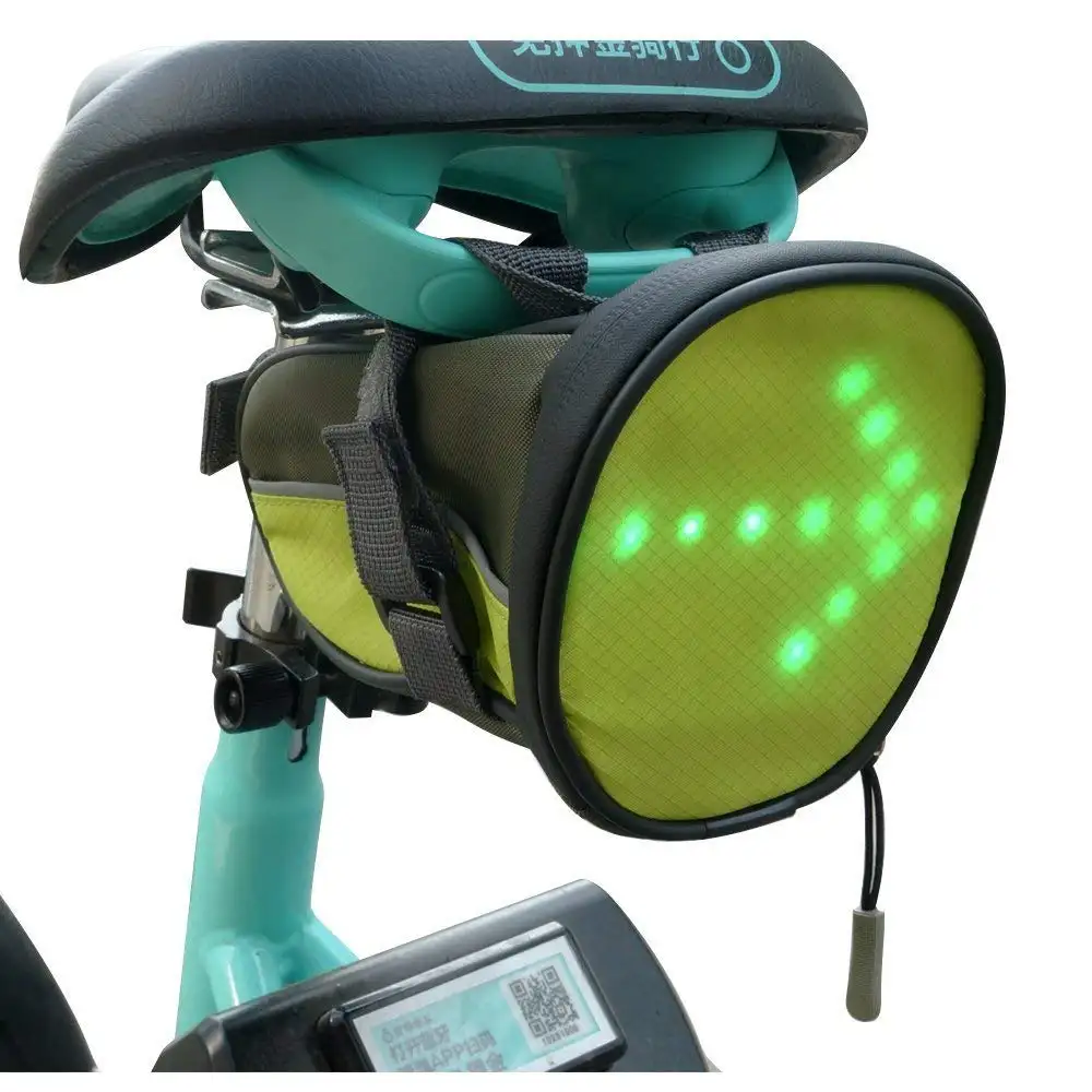 סיאט תיק זנב חבילה עם LED אזהרת אות אור אלחוטי שלט רחוק מים עמיד ניילון אופניים אחורי תיק