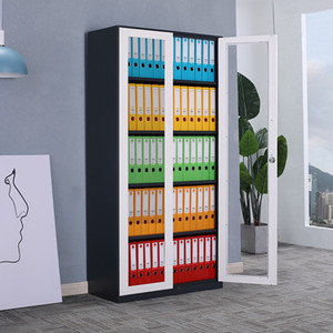 Double Glass Door School <strong>Library</strong> Home Use KD Storage Filing Cabinet Metal Book Cupboard - Product Image 2