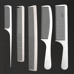 Vente en gros de peignes en métal pour salon de coiffure peigne en acier inoxydable pour hommes ensemble de peignes à cheveux bon marché en acier inoxydable pour la coiffure - Product Image 1