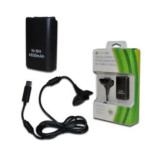 Batería de 4800mAh y cargador USB, juego de cables para Xbox 360, controlador inalámbrico Delgado