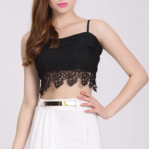 2023 New Ladies Sexy Lace Strapless Summer Black Women Crop Top Wholesale