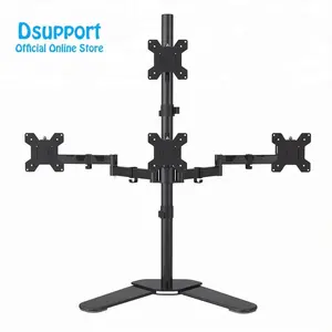 Quad Arm LCD LED Heavy Duty Monitor Stand Desk Mount Bracket 3 + 1 free Stand / Holds Four Screens up to 27"