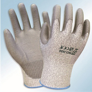 Los más baratos ANSI A4, venta al por mayor, 13G, gris, PU, gris, HPPE, mezcla de fibra de vidrio, guantes de trabajo resistentes a Cortes - Product Image 1