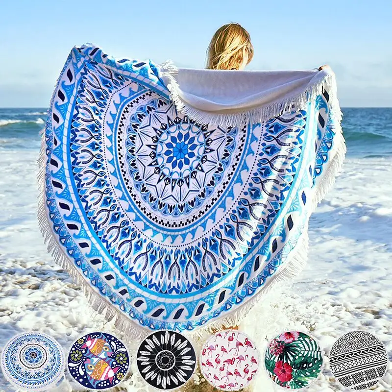 manufacturers in china Fouta printed Microfiber Round Beach Towel