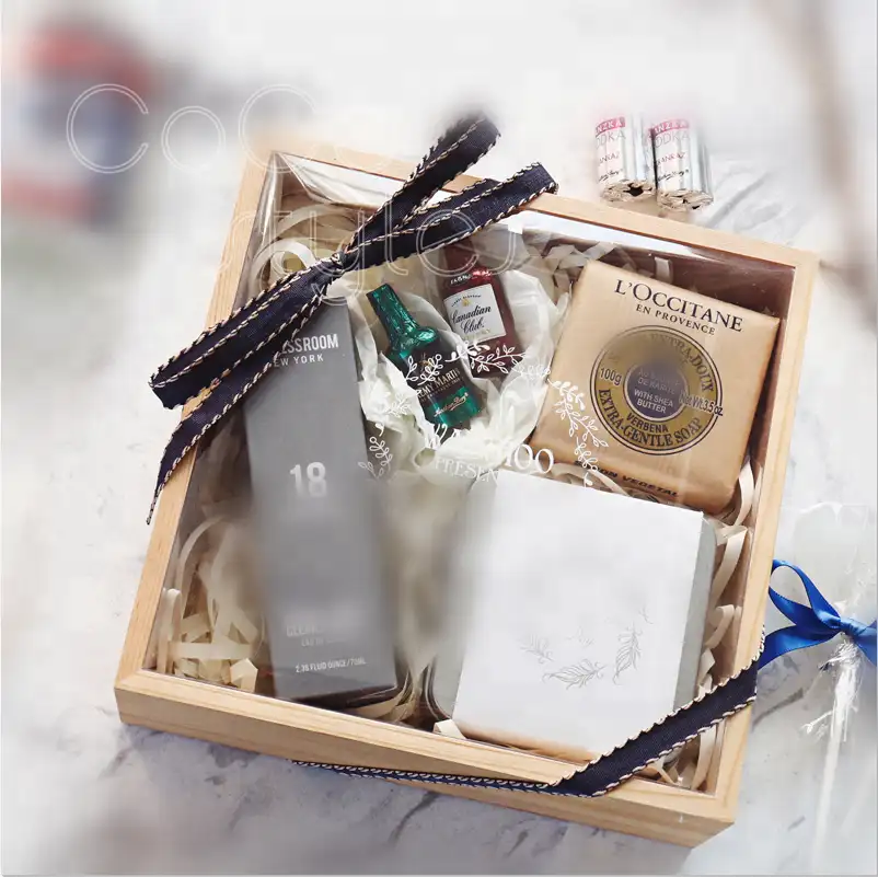 Cocostyles personalizzato unico quadrate scatola regalo in legno con coperchio lucido chic per evento di festa di nozze in bianco e il giorno di san valentino regalo set