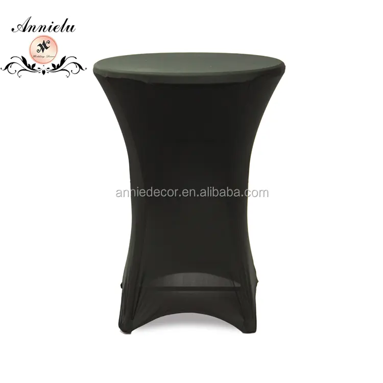 80 x110 cm round polyester stretch black spandex cocktail table cover for outdoors party table cloth