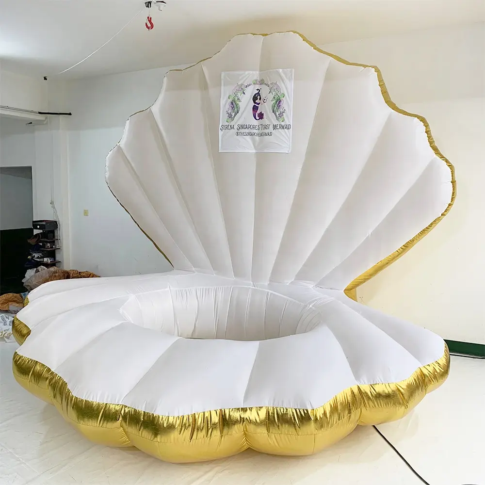 Opblaasbaar oceaan zee serie opblaasbare golden sea shell met led-verlichting blow up mermaid shell voor party show decoratie