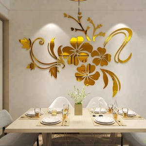 Autocollant <span class=keywords><strong>mural</strong></span> en acrylique en forme de fleur 3D, <span class=keywords><strong>miroir</strong></span> <span class=keywords><strong>mural</strong></span> pour salon, chambre à coucher - Product Image 2