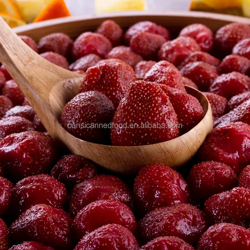 Ceiling frutas famosa marca zhenxin em massa morango enlatado em xarope morango