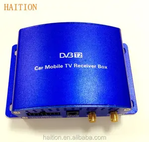 西班牙移动数字汽车 DVB T2 电视黑盒子电视调谐器与双天线 1080 P 工作在 160 km/h