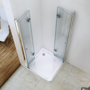 Cabine de douche en verre et fibre de verre pliable sur mesure, 4 pièces, facile à nettoyer - Product Image 4