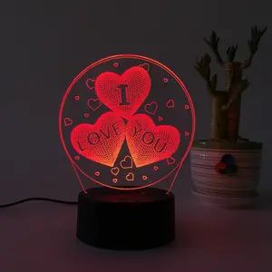 Creativo 3D ilusión <span class=keywords><strong>Anime</strong></span> acrílico 7 colores Sensor táctil interruptor negro Base colorida noche luz mesa escritorio lámpara de Navidad - Product Image 1