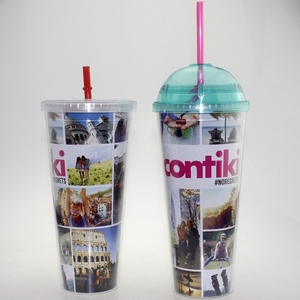 Thân Thiện Với Môi Tính Năng 22Oz Đôi Tường Nhựa Tumbler Mug Với Rơm Cốc Cà Phê Mug Với Ảnh Chèn - Product Image 1