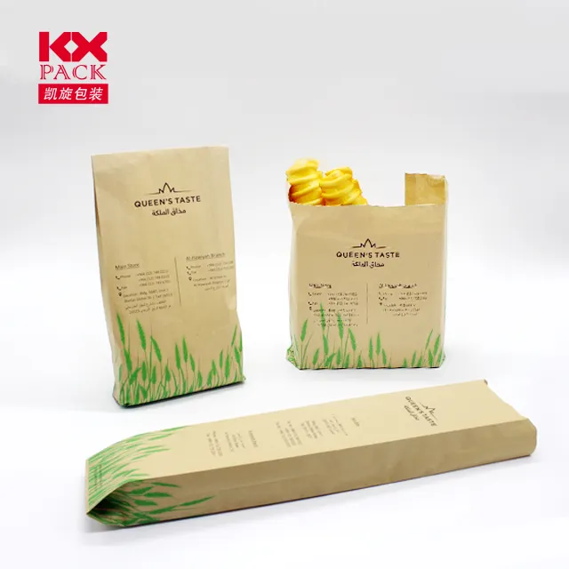 Bolsa de papel marrón personalizada de grado alimenticio, embalaje de panadería, bolsa de papel Kraft con ventana para pan