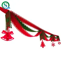 Feliz Navidad decoración Banner Fiesta suministros accesorios árbol de Navidad Garland colgar banderas de copo de nieve Jingle Bell
