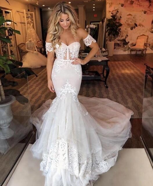 Luxury Spanish off Shoulder Bridal Gown - Vintage Lace Mermaid Wedding  Dresses